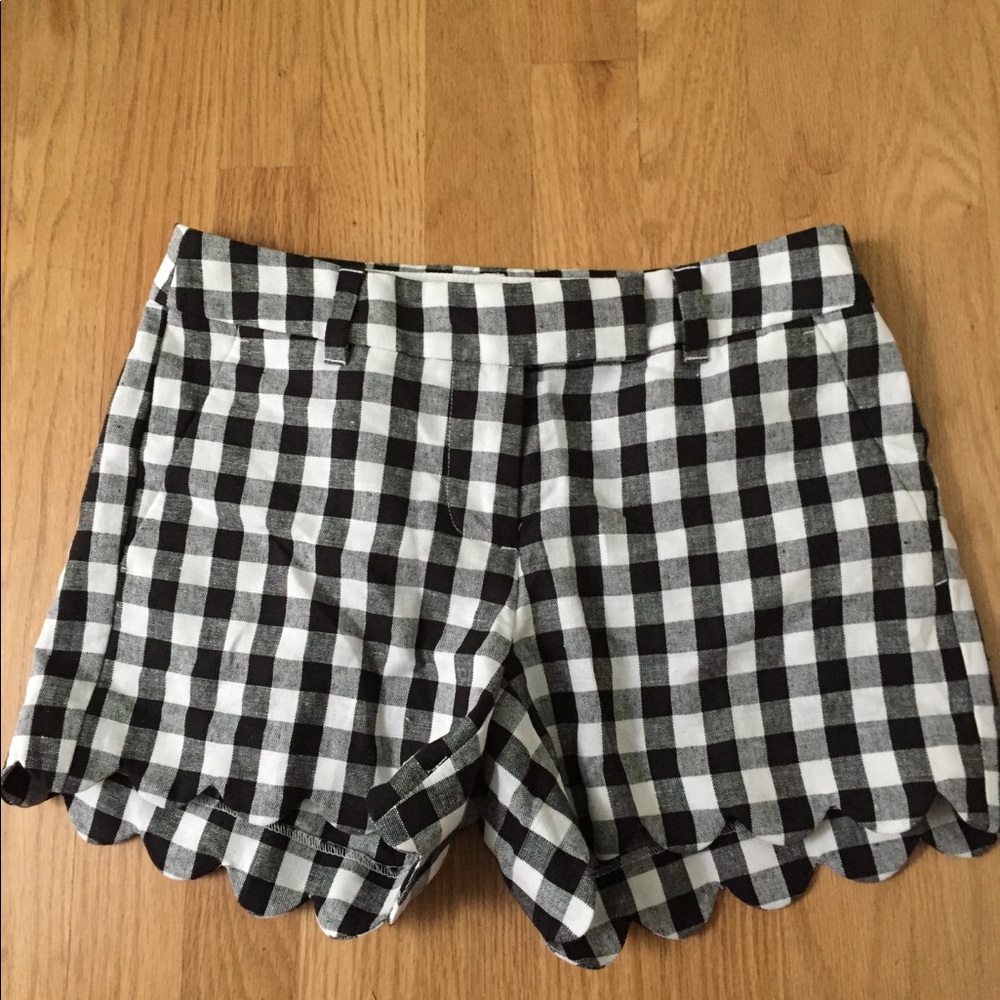 J.Crew Factory Scallopped Hem Gingham Shorts